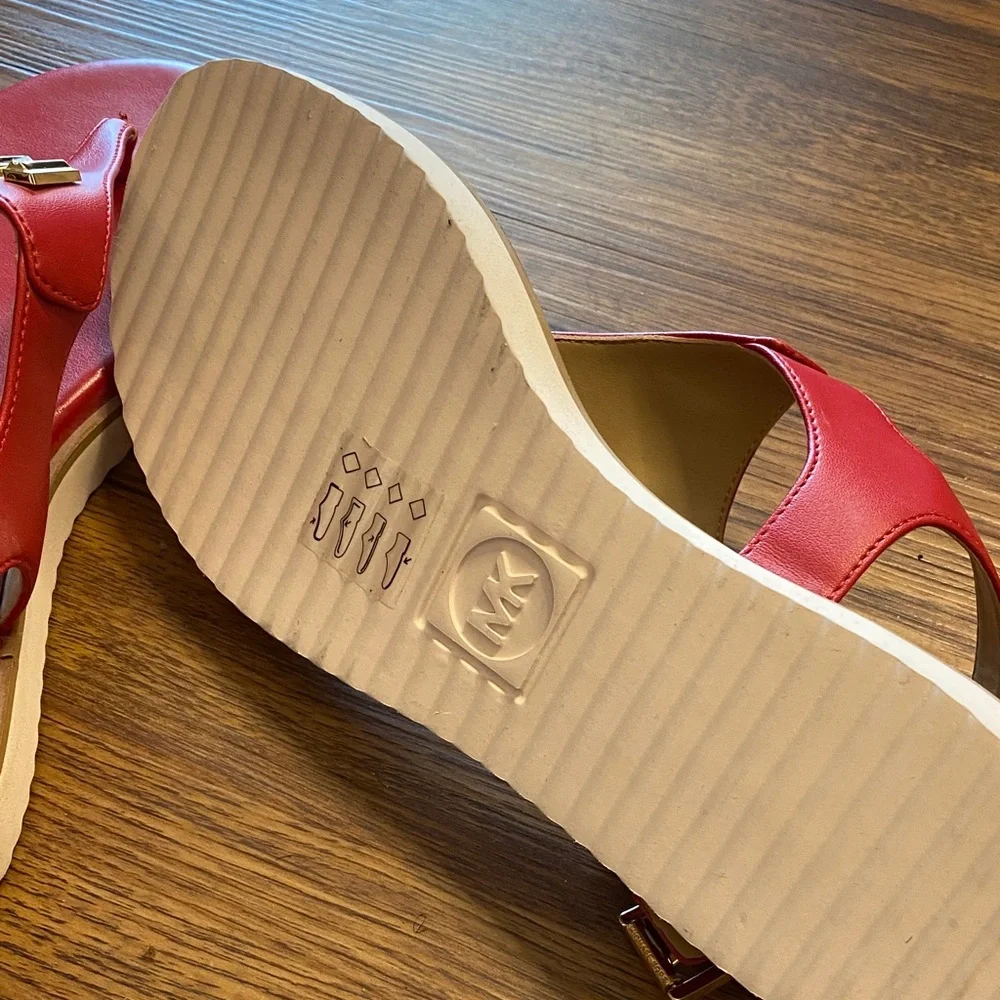 Michael Kors Red Sandals with Gold Accents - Picture 4 of 4